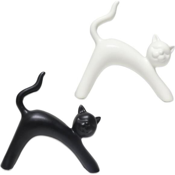 Statue Figurine Sculpture Home Decor, 2-Pack Cat Statue Set Gifts for Cat - Picture 5 of 11